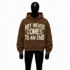 Sweat à capuche oversize marron premium, streetwear graphique, pull unisexe en molleton épais, avec typographie crème audacieuse - Product Image 1