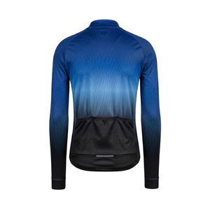 Blue Gradient <b>Long</b> <b>Sleeve</b> <b>Cycling</b> <b>Jersey</b> Full Zip Front Men Women Sport Wear - Product Image 2