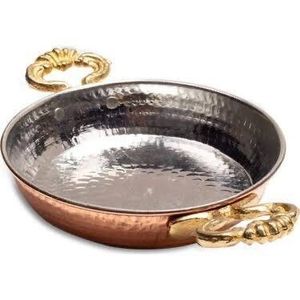 Traditional Brass Kadai with Black Iron Handles Handmade Brass Cooking Vessel for Indian Kitchen Wholesale Supplier - Product Image 5