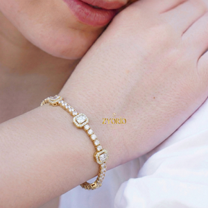 กำไลข้อมือเงินแท้ 925 สำหรับผู้หญิง ดีไซน์เรขาคณิต ประดับเพชรแล็บโกรว์ ชุบเงิน ดีไซน์คลาสสิก ของขวัญสุดหรูสำหรับงานแต่งงาน - Product Image 5