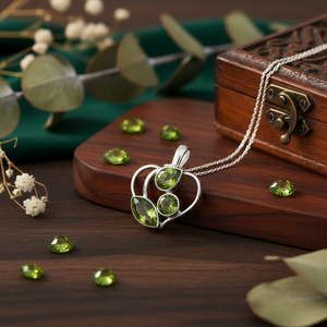 Collier pendentif croix bohème fait main pour femme, pierre précieuse naturelle péridot, sertissage clos en laiton plaqué or 18 carats - Product Image 1