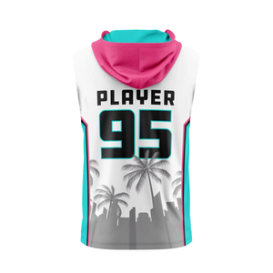 Maillot de football sans manches à capuche pour garçons Palm Tree 7v7, motifs sublimés Skyline, nom d'équipe personnalisé, numéro de joueur, vêtements pour jeunes - Product Image 2
