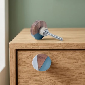 Pomo de Mueble Redondo Moderno de Madera con Incrustaciones de Resina Turquesa y Hueso para Muebles del Hogar, Gabinetes y Tiradores de Cajones - Product Image 3
