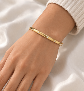 Gold Star Bangle 925 Sterling <b>Silver</b> 18k Gold Plated Cubic Zirconia Celestial Jewelry - Product Image 1