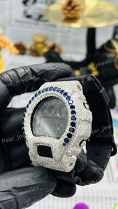 Reloj personalizado VVS Moissanite Iced Out para hombre, plata de ley 925, bisel de zafiro azul, hecho a mano, digital, de lujo. - Product Image 5