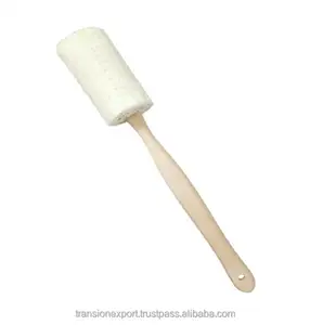 Custom Long Wooden Handle Sponge Brush Natural Exfoliating Loofah luffa loofa Bath Brush Loofah Sponge Pad