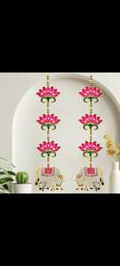 Toran indien traditionnel suspendu, symbole Shubh Labh avec des anneaux floraux et des cordes pour les mariages, les festivals et la décoration de la maison - Product Image 2