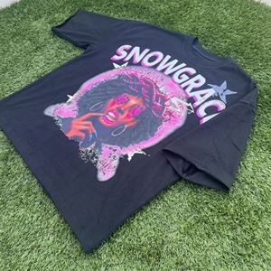 Snowgrace Printed Black T-Shirt Men's Oversized Fit Short Sleeve High Street O-Neck 100% Cotton Jersey Tee - Product Image 6
