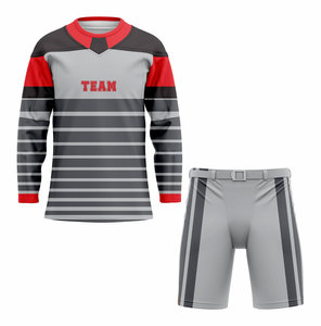 Team Ice Hockey Uniform Full Sleeve Striped Jersey with <b>Belted</b> Shorts Moisture Wicking Athletic Fit for Men Adults - Product Image 1