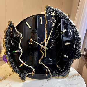 <b>Black</b> Geode Epoxy Resin <b>Wall</b> <b>Clock</b> Handmade <b>Wall</b> Decor Home Art Decor Birthday Gift Christmas Gift Gift for Her - Product Image 6