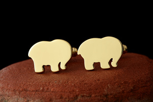 BRASS ELEPHANT CUFFLINK - Product Image 1