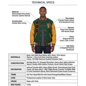 Blouson universitaire personnalisé haut de gamme pour homme en laine méltone 550 GSM et cuir de vachette, style Letterman archivistique, pour fraternités et HBCU, vêtement d'extérieur OEM - Product Image 5