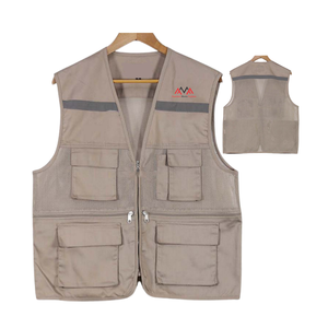 VENTA SUPERIOR FMF Ropa de trabajo de alta visibilidad Diseño personalizado Ingeniero de hombres/Chaleco de construcción Cremallera de malla reflectante Kaki - Product Image 2