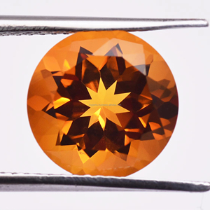 Piedras Preciosas Sueltas de Citrino de Madeira Creadas en Laboratorio de Alta Calidad, 9 mm, Cristal Topacio para Joyería, Tratadas con Calor, Amarillas, 2.55 Quilates - Product Image 2