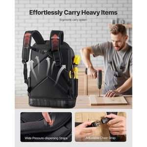 Heavy-Duty 65-Pocket Electric <b>Tools</b> <b>Storage</b> Organizer Backpack with Laptop Compartment Molded Base - Product Image 1
