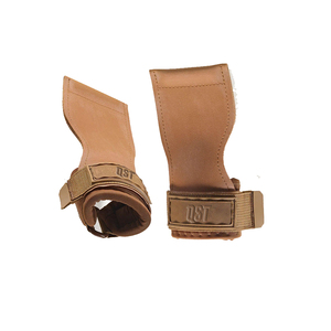 Hot Selling Unisex Cowhide Brown <b>Hand</b> Gripper Strength Training Lifting Grips Palm Guard Fitness Safety <b>Weight</b> Lifting <b>Hand</b> OEM - Product Image 1