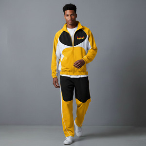 Men's Color Blocking Windbreaker <b>Tracksuit</b> Full Zipper Sporty Jacket With Side Pockets Breathable <b>Polyester</b> Autumn Wear - Product Image 1