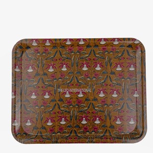 Plateau de service rectangulaire long en aluminium doré texturé, moderne et élégant, plat décoratif créatif en métal pour événements de mariage - Product Image 3