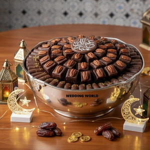 Plateau fini or brillant avec deux coupelles à chocolat, coupelle à bonbons de haute qualité, design élégant, coupelle à chocolat classique et stylée. - Product Image 5