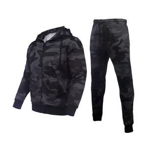 Men's <b>Camouflage</b> Tracksuit Hooded Full Zip Jacket And Matching Pants Quick Dry Sporty Design For Autumn Wear - Product Image 1