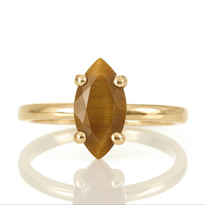 Solid <b>925</b> Sterling <b>Silver</b> Marquise Cut Tiger's Eye Gemstone <b>Ring</b> Custom Size Bohemian Gothic Gemstone <b>Ring</b> For Wedding & Parties - Product Image 1