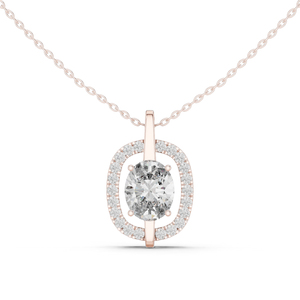 จี้เพชรทรงรีและทรงกลมจากเพชรเพาะเลี้ยงในห้องปฏิบัติการ ทองคำโรสโกลด์ 14K สำหรับผู้หญิง |   ชุดเจ้าสาว |   เพชรที่เพิ่งเพาะเลี้ยง - Product Image 1