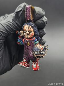 Colgante Hip Hop de Moissanita Audaz en Plata de Ley 925 Sólida con Baño de Oro Amarillo y Oro Rosa, Sin Níquel, Sin Plomo, para Hombres y Mujeres - Product Image 2