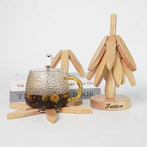 <b>Wooden</b> Tree <b>Trivet</b> Set with Personalized Base Handmade Modern Round 20CM Diameter Table Decoration Heat Resistant Kitchen Mat - Product Image 2