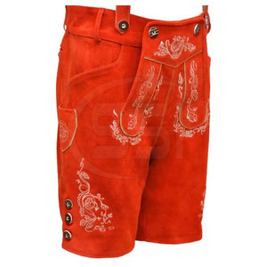 Shorts en cuir décontractés et élégants pour hommes, finition rustique, design alpin traditionnel, cuir écologique, fermeture boutonnée - Product Image 2