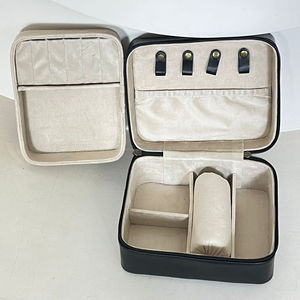 Nouveauté : Étuis de rangement pour bijoux en cuir véritable de luxe, cuir floral ciselé à la main, intérieur en velours, organiseur de voyage - Product Image 6