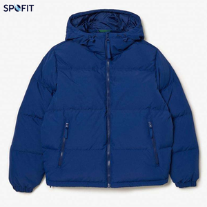 Veste matelassée à capuche verte pour homme SPOFIT, coupe-vent, épaisse, en polyester, manteau d'hiver décontracté avec fermeture éclair - Product Image 2