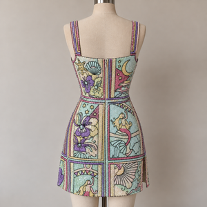 <b>Beaded</b> Cartoon Pattern Panelled Evening Gown Sleeveless Mini Square Neck Bodycon Natural <b>Waist</b> Tummy Control Party Dress for - Product Image 3