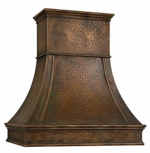 Campana Extractora Rústica de Cobre Martillado, Decorativa, Tipo Chimenea, Accesorio para Mueble de Cocina, para Montaje en Isla - Product Image 1