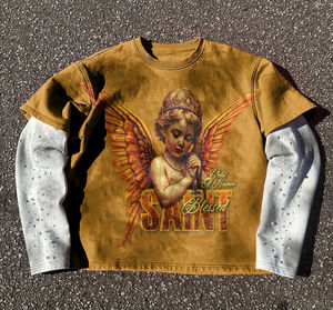 Camisetas de Alta Calidad con Estampado Digital Personalizado al por Mayor, Camisetas de Moda para Hombre con Pedrería en las Mangas - Product Image 4