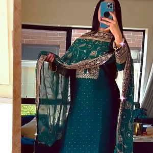 Presenting New Designer Long Traditional Pakistani Suit <b>Top</b> Pant and Dupatta with Chiffon Silk for Party Occasions - Product Image 1