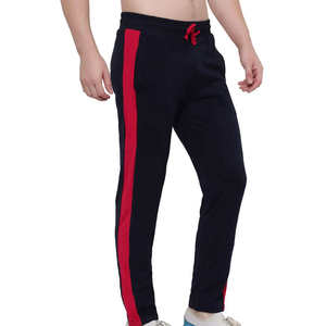 <b>Men's</b> Black Cotton Sweatpants With Red Side Stripe Elastic Waist Drawstring Casual Joggers Autumn Breathable Fit - Product Image 3