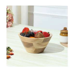 Tazón de madera de acacia con base, vajilla para restaurante, frutero grande para decorar, para fiestas navideñas y de forma redonda. - Product Image 1