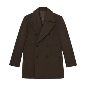 Pakistan Manufacturer Winter <b>Pea</b> <b>Coat</b> Solid Color Warm Windbreaker Outdoor Wool Classic Fit Peacoat For Adult <b>Men's</b> - Product Image 1