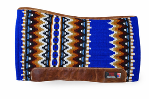 Manaal Enterprises - Silla de Montar Clásica Western con Forro de Lana y Patrón Geométrico, Ribete de Cuero Azul y Marrón, Modelo FELT PAD - Product Image 5