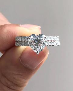 Heart Cut Moissanite Engagement <b>Ring</b> Platinum Plated 925 Silver Prong <b>Set</b> <b>Wedding</b> Jewelry <b>for</b> <b>Women</b> - Product Image 6