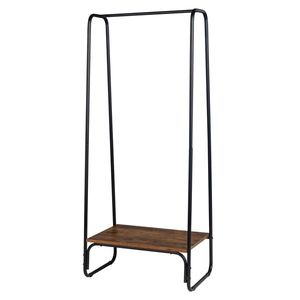Appendiabiti in Metallo Nero Autoportante con Ripiano in Legno, Robusto e Moderno - Product Image 2