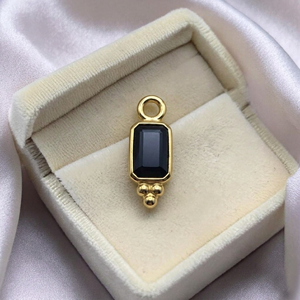 Mini Colgante Facetado de Ónix Negro |   Charm con Bisel de 6x4mm |   Suministros para Joyería Artesanal - Product Image 1