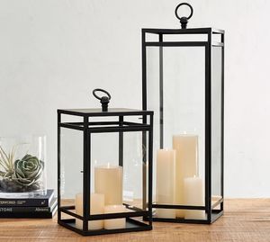 โคมไฟโลหะสีดำตกแต่งด้วยการออกแบบที่น้อยที่สุดสำหรับคอนโซล Mantel และใช้ตกแต่งในร่ม - Product Image 2