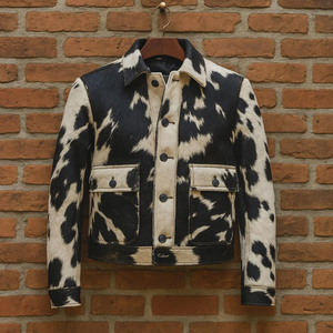 <b>Top</b> Trending Vintage Style <b>Cow</b> Skin Leather Jacket for Men Stand Collar Custom Logo Embroidery High Street Waterproof Windproof - Product Image 1