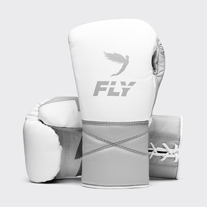 Ensemble de gants de boxe, protège-tête et protège-glandes premium, blanc et gris, en cuir, à lacets, anti-humidité, antidérapant, respirant, confortable, pour adulte - Product Image 3