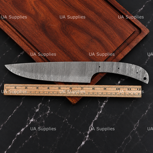 Cuchilla de cuchillo de acero de Damasco forjado a mano, punta caída, 0.6mm de grosor, borde biselado, para cocina, chef, en bruto, DIY, espiga completa, afilada como una navaja, OEM - Product Image 5