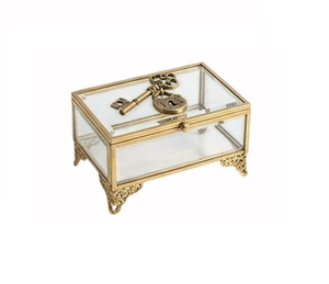 Caja de Joyería Redonda de Vidrio con Detalles en Oro, Paneles Transparentes, Diseño Exquisito, Contenedor de Almacenamiento Moderno, Caja de Joyería de Latón - Product Image 6