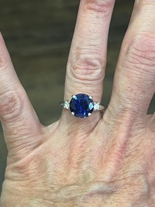 Bague en saphir avec accents de saphir blanc, certifiée IGI, en argent sterling, taille personnalisée, bijou pierre de naissance de septembre, cadeau pour femme - Product Image 3