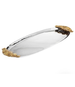 Latest Stainless Steel Tray With Gold Designer Customized Shape Metal <b>Server</b> Tray Dessert Sweets <b>Food</b> Fruit Display Tray Platter - Product Image 1