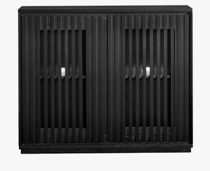Meuble de rangement moderne en bois noir, buffet étroit, console avec portes à fentes verticales, vente en gros d'usine MDF - Product Image 1